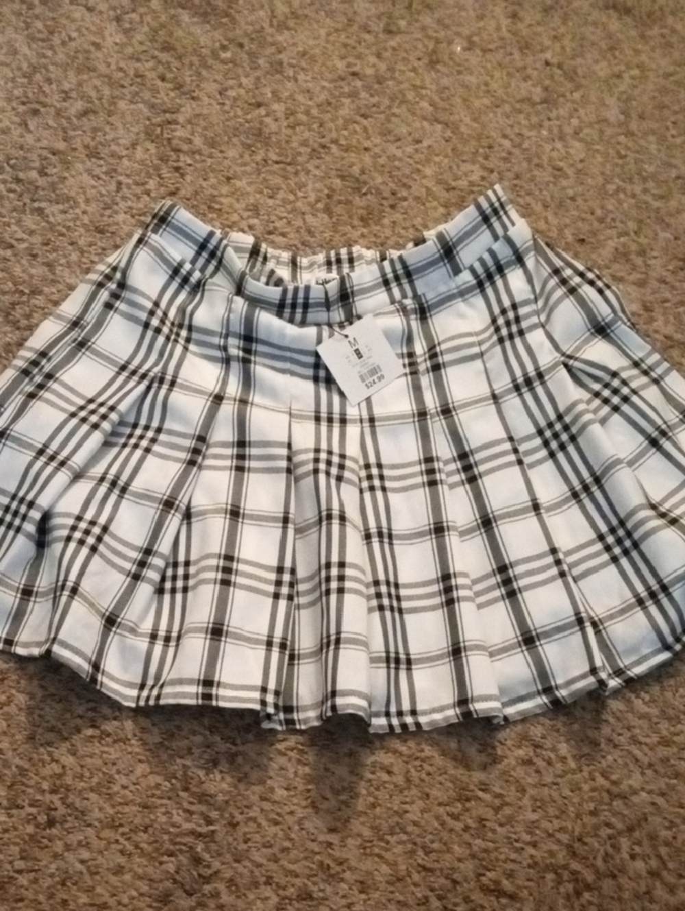 Charlotte Russe Black and White Plaid Pleated Skirt
